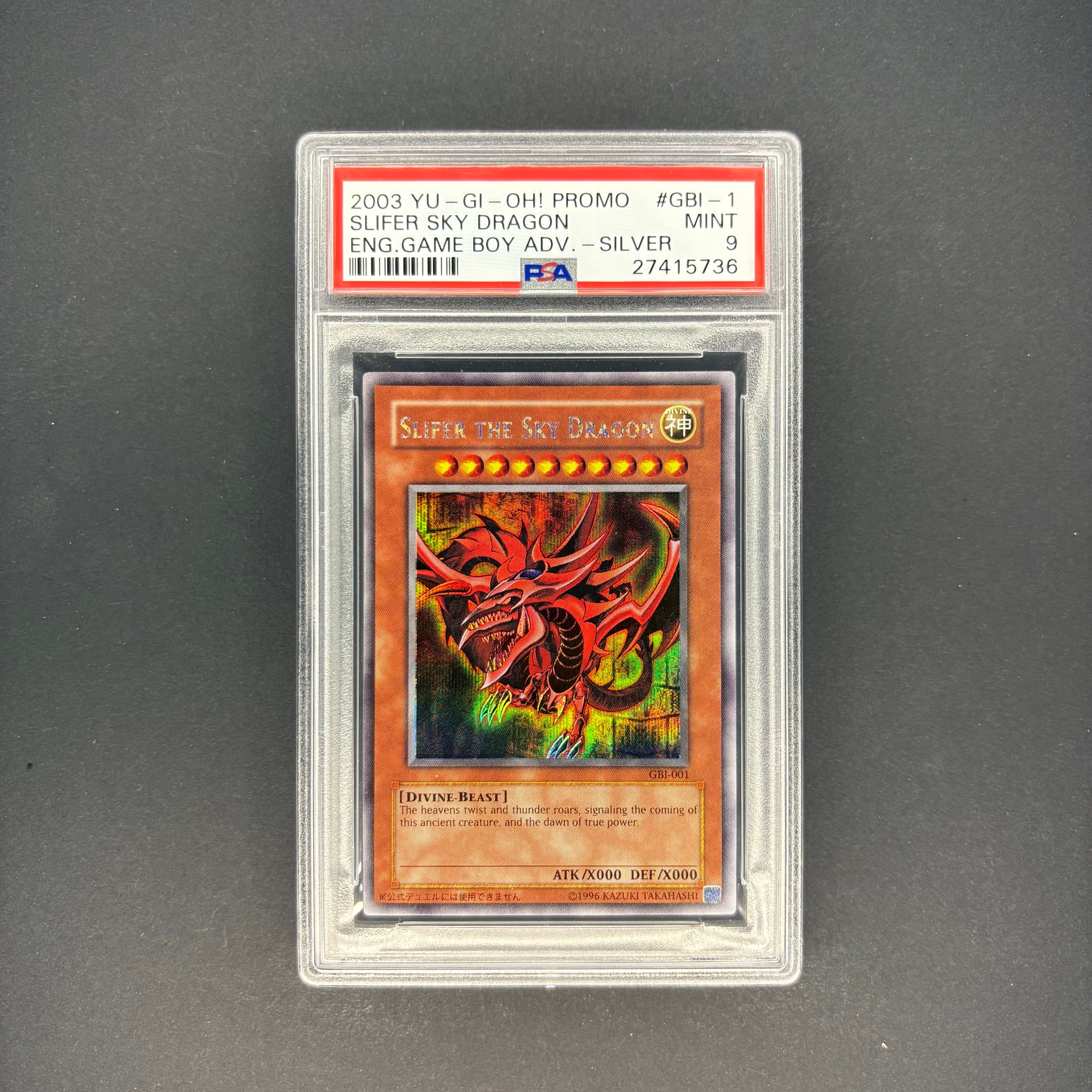 Yu-Gi-Oh! 2003 Game Boy Promo GBI Secret Rare Slifer The Sky Dragon GBI-001 PSA 9
