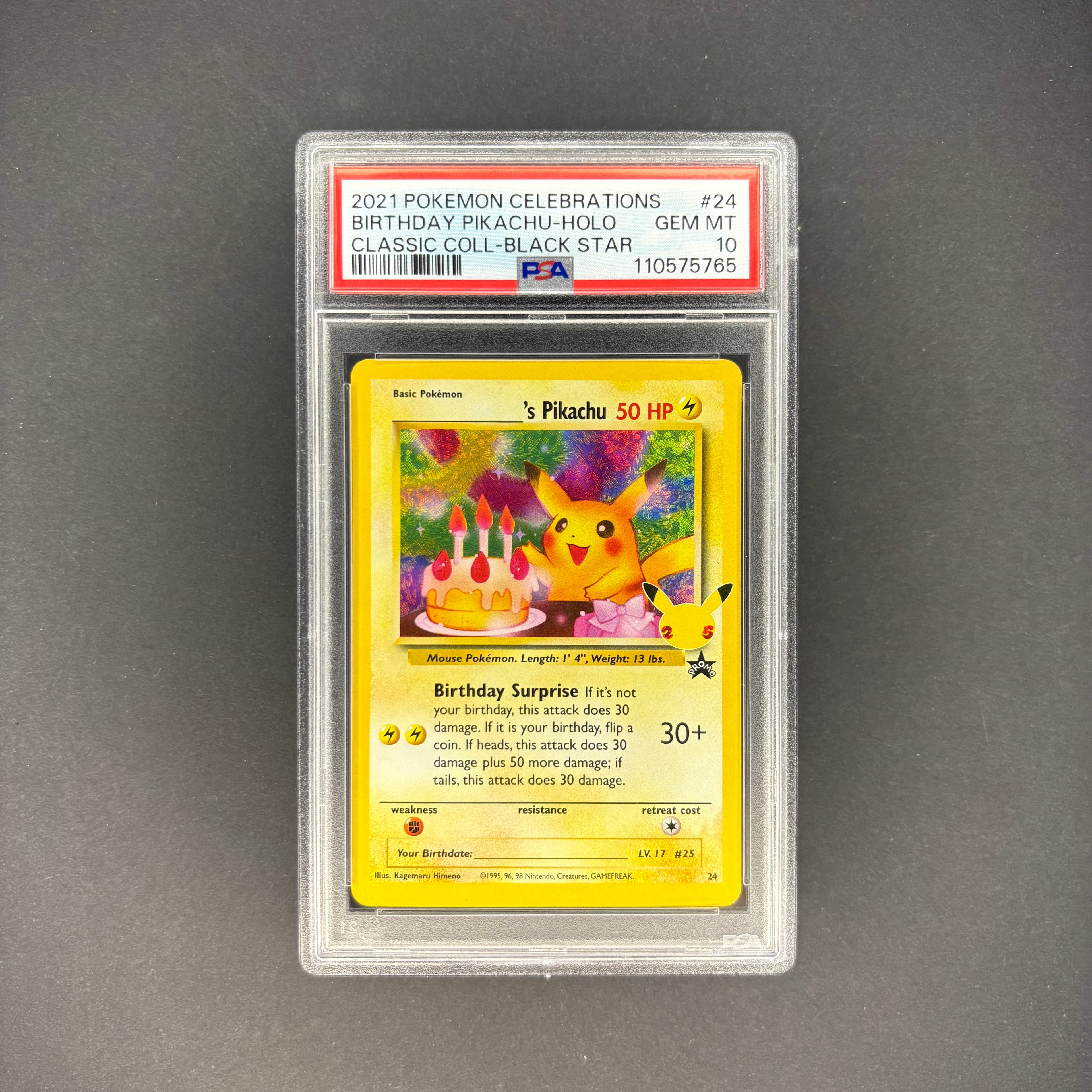 Pokemon 2021 Birthday Pikachu Celebrations Classic Collection 24 PSA 10